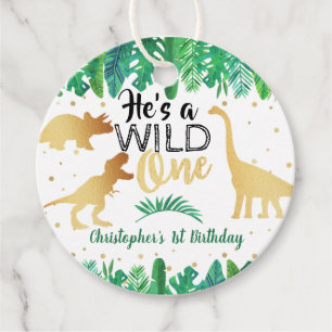 Wild One Dinosaur Boys 1st Birthday Favour Tags