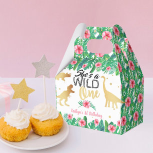 Wild One Dinosaur Girls 1st Birthday Favour Box