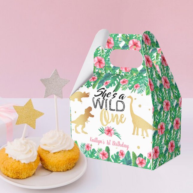 Wild One Dinosaur Girls 1st Birthday Favour Box (Creator Uploaded)