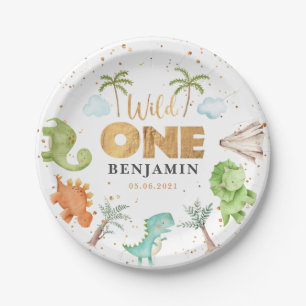 Wild One Dinosaurs 1st Birthday Paper Plate