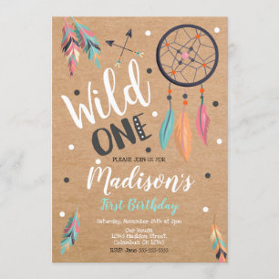Wild One Dreamcatcher 1st Birthday Invitation