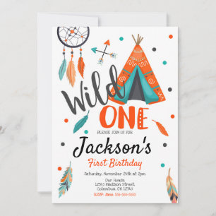 Wild One Dreamcatcher Teepee Birthday Invitation