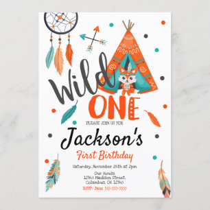 Wild One Dreamcatcher Teepee Birthday Invitation