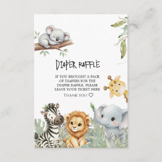 Wild One Elegant Safari Jungle Animals Baby Shower Enclosure Card