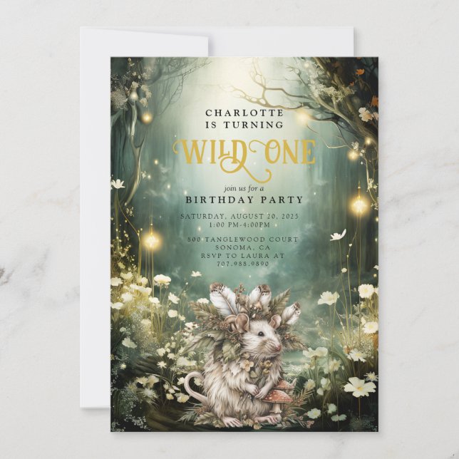 Wild One Enchanted Forest Mouse 1st Birthday Invitation (Front)