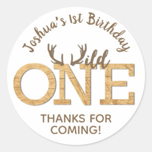 Wild One First 1st Birthday Favour Sticker Label