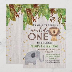 Wild ONE First 1st Birthday Invitation Boy