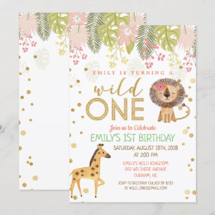 Wild ONE First 1st Birthday Invitation Girl