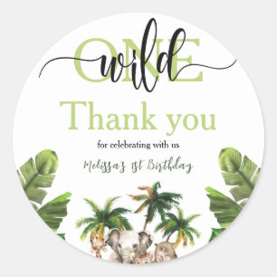Wild One First  1st Safari Animals Birthday Party Classic Round Sticker
