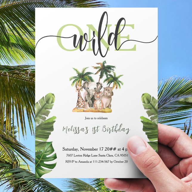 Wild One First  1st Safari Animals Birthday Party Invitation (Creator Uploaded)