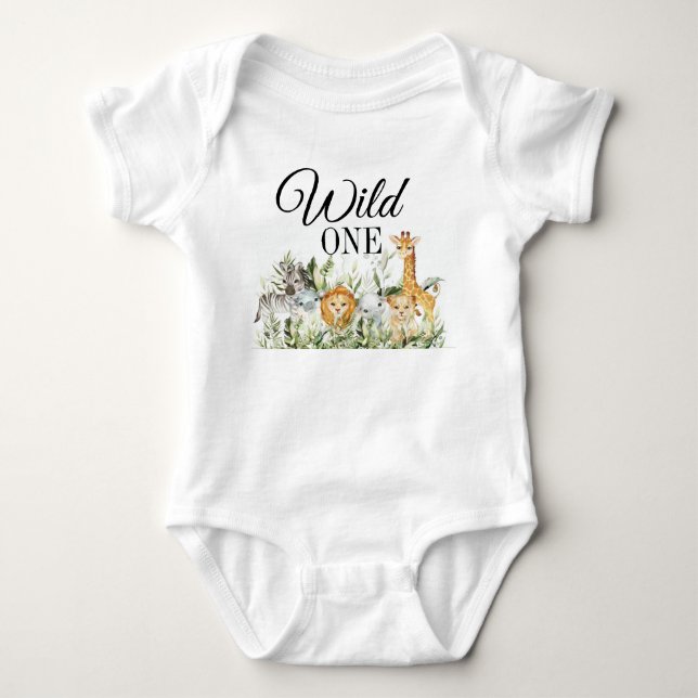 Wild one first birthday  baby bodysuit (Front)