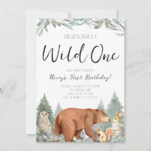 Wild One First Birthday Bear Party Invitation