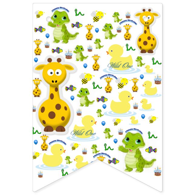 Wild One First Birthday Bunting Banner (First Flag)