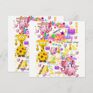 Wild One First Birthday Card Invitation