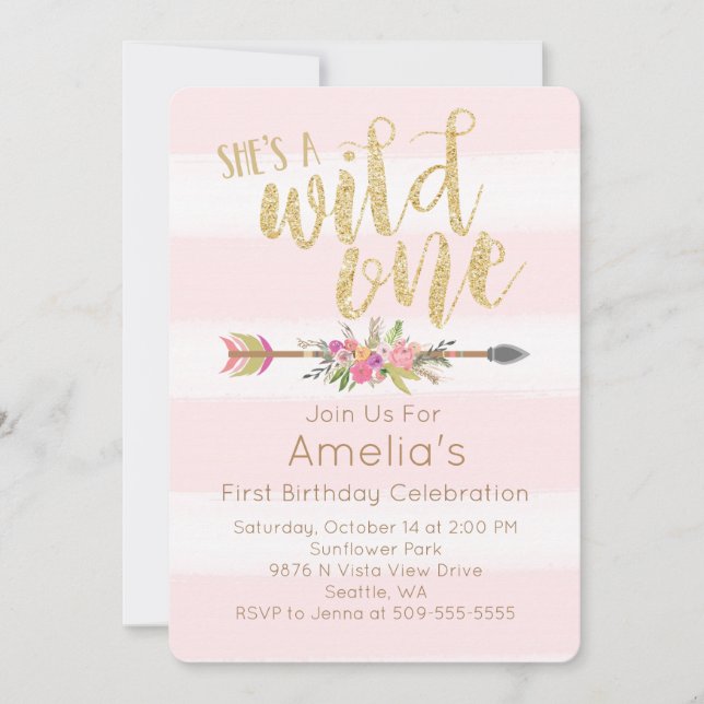 Wild One First Birthday Invitation (Front)
