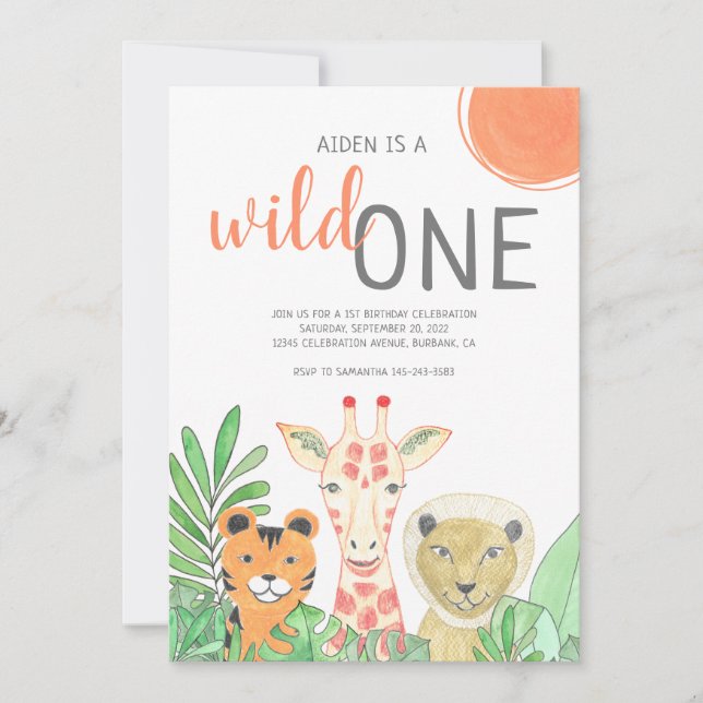 Wild One First Birthday Invitation (Front)