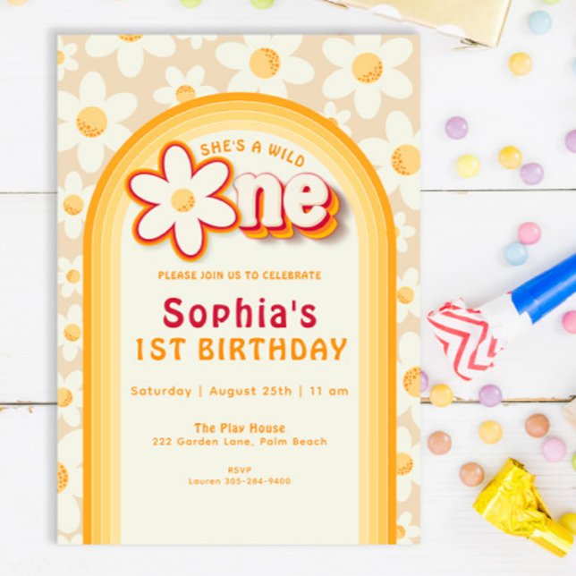 Wild One First Birthday Invitation | Boho Daisy &  (Creator Uploaded)