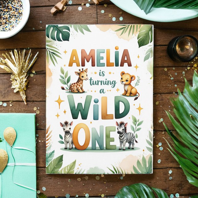Wild One First Birthday Invitation Card | Amelia (Creator Uploaded)