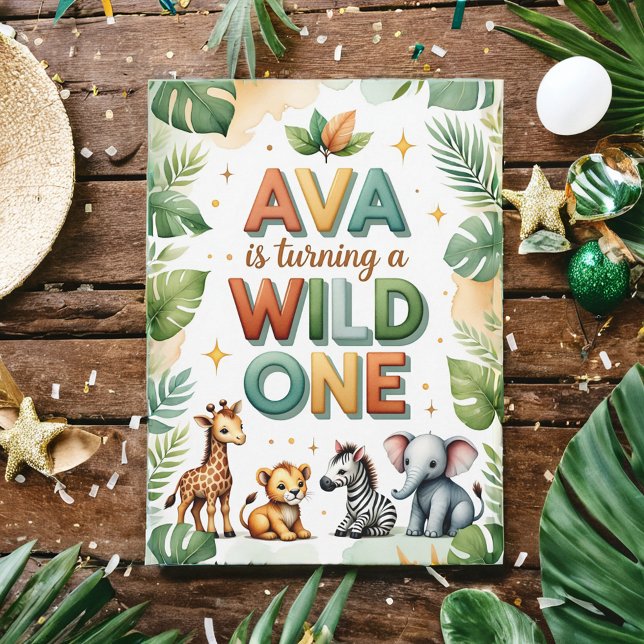 Wild One First Birthday Invitation Card | Ava (Creator Uploaded)