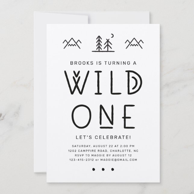 Wild One First Birthday Kraft Invitation (Front)
