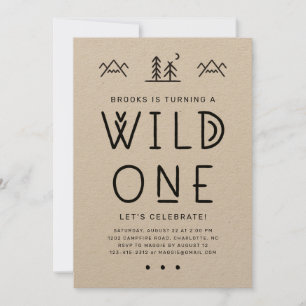 Wild One First Birthday Kraft Invitation