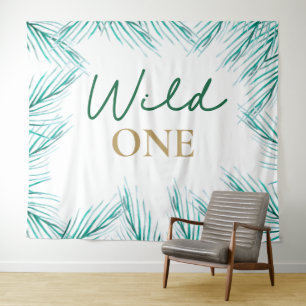Wild One first Birthday leaves Photo Backdrop  Tapestry