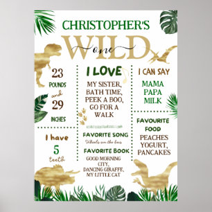Wild One First Birthday Milestones Poster