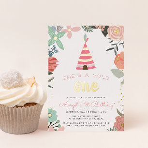 Wild One   First Birthday Party Foil Invitation