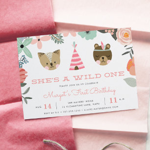Wild One   First Birthday Party Invitation