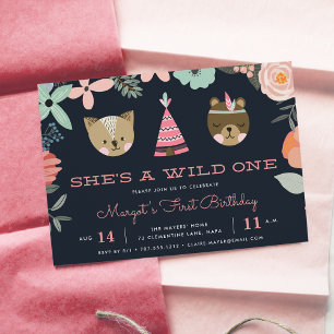 Wild One   First Birthday Party Invitation