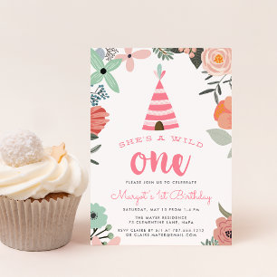 Wild One   First Birthday Party Invitation