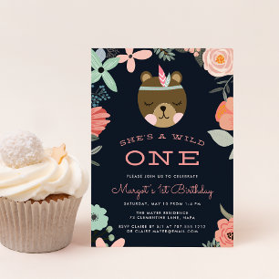 Wild One   First Birthday Party Invitation