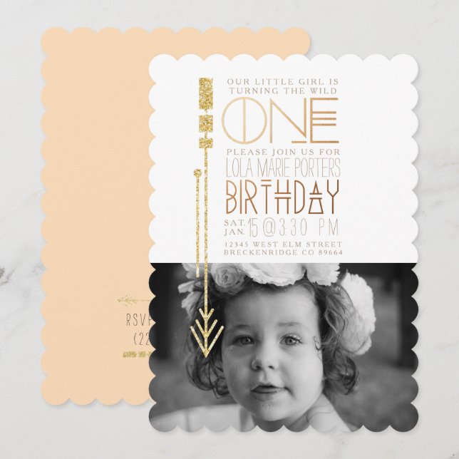 Wild One | First Birthday Party Invite Photo (Front/Back)