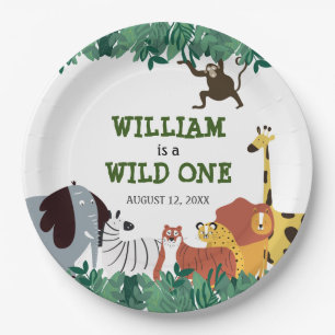 Wild One First Birthday Party Jungle Safari  Paper Plate