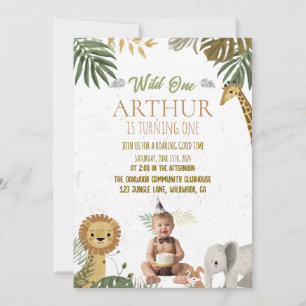 Wild One - First Birthday Photo Invitation