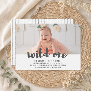 Wild One First Birthday Photo Party Invitation