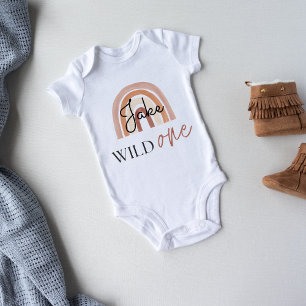 Wild One First Birthday Rainbow & Sun Personalised Baby Bodysuit