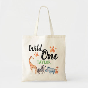 Wild One First Birthday Safari Animal Kids Tote Bag