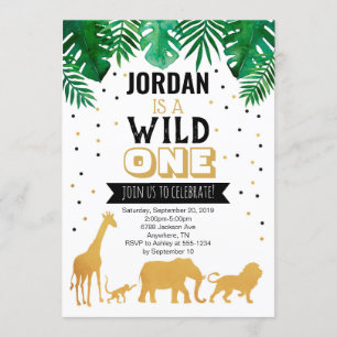 Wild One First Birthday Safari Animals Invitation