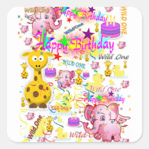 Wild One First Birthday Stickers