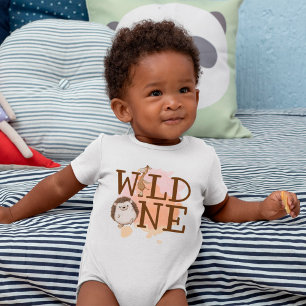 Wild One First Birthday Wild Animals  Baby Bodysuit