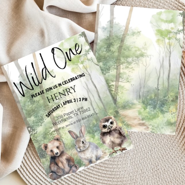 Wild One First Birthday Woodland Animals Invite (Creator Uploaded)