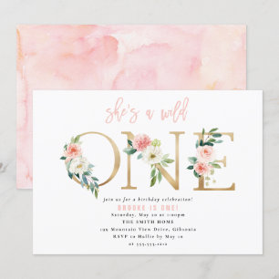 WILD ONE Floral First Birthday Invitation