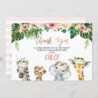 Wild One Floral Foliage Safari Thank You Card