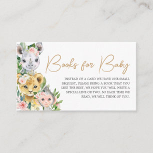 Wild One Floral Safari Baby Shower Books for Baby Enclosure Card