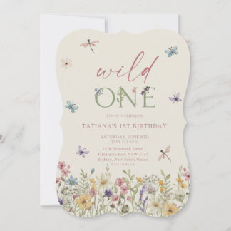 Wild One Floral Wildflower First Birthday Invitati Invitation