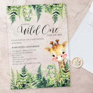 Wild One Giraffe Gender Neutral Baby Shower Acrylic Invitations