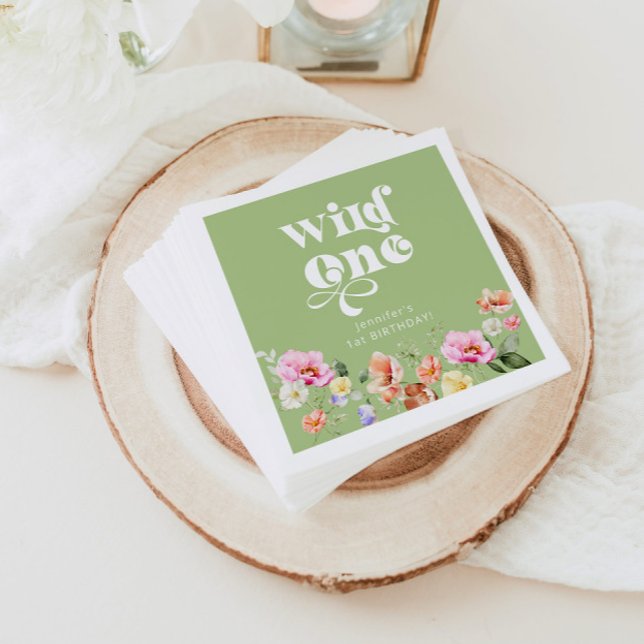 Wild one girl 1st birthday napkin (Creator Uploaded)