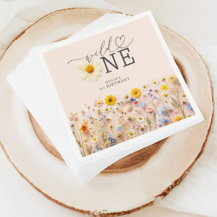 Wild One Girl 1st Birthday Wildflower Napkin