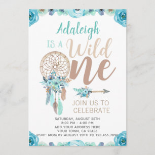 Wild One Girl Birthday Invitation, Dreamcatcher Invitation
